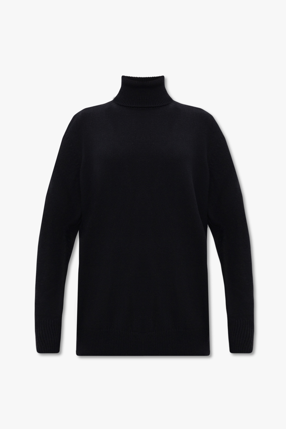 Black Cashmere turtleneck sweater Ann Demeulemeester open work tunic shirt SchaferandweinerShops Bhutan